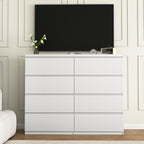 8 Drawers Dresser for Bedroom, Wood Bedroom Dresser Modern Drawer Chest, 8 Chest of Drawer, Tall Dresser for Closet, Dressers Organizer for Living Room, Closet, White - Grand Goldman Shop