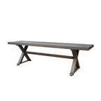 Modern Aluminum Outdoor Dining Bench with X-Base, Dark Gray Finish, 59'W Patio Seating - Grand Goldman Shop