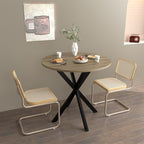 Modern 31.5 Inch Round Dining Table in Rustic Brown with Black Metal Legs, MDF Top for 2-4 People, Compact Kitchen or Dining Room Table - Grand Goldman Shop
