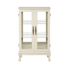 2 Doors Curio Cabinet with Tempered Glass Doors, Curio Cabinets with Mirrored Back Panel and Adjustable Shelves, Lighted Display Cabinet for Home, Office Light Bulb Included White - Grand Goldman Shop