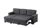 Lucca 84' Dark Gray Linen Reversible Sleeper Sectional Sofa with Storage Chaise - Grand Goldman Shop