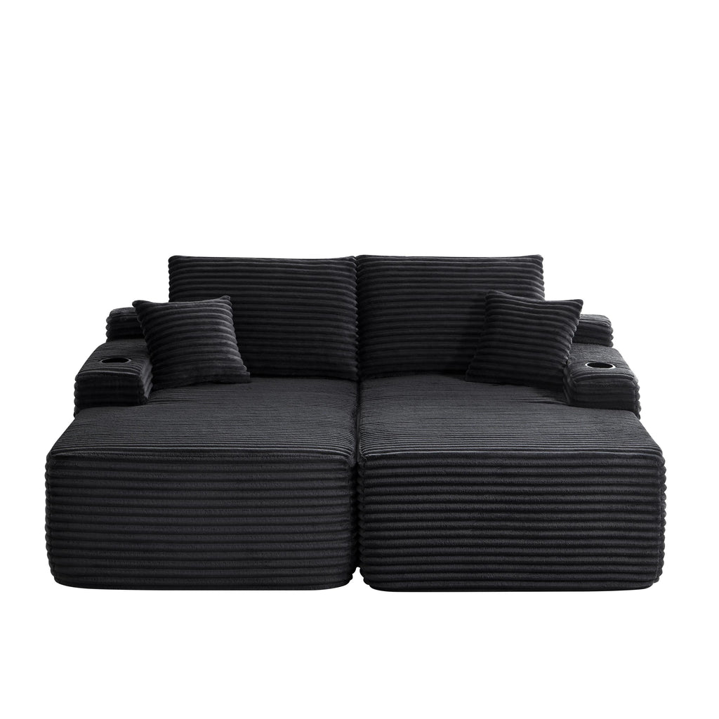 69' Cloud Sectional Couch, L-Shape Chaise with R-Shape Chaise with Deep Seat and Comfortable 2 Seater Couch for Modern Living Room,(Plush  Fabric),Black - Grand Goldman Shop