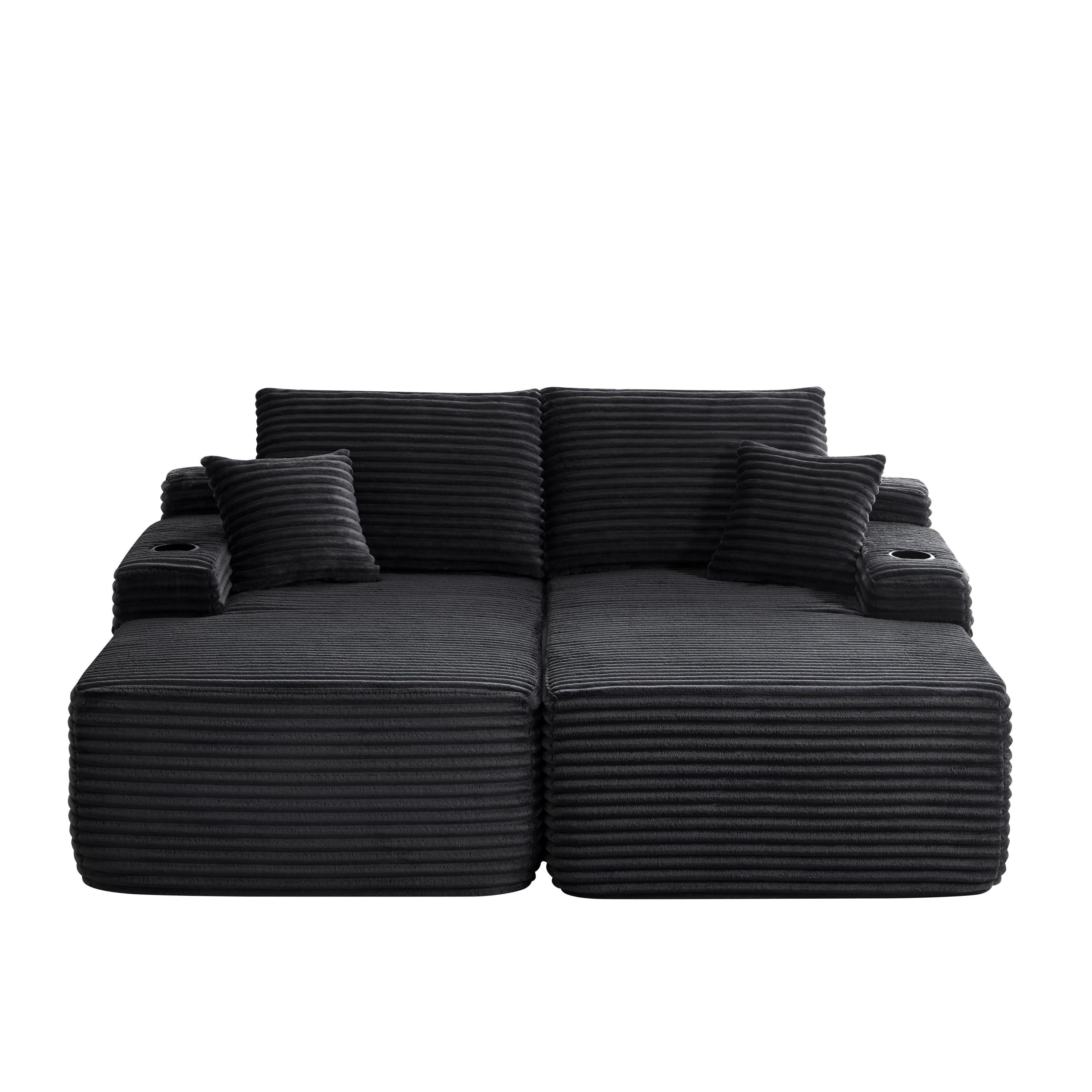 69' Cloud Sectional Couch, L-Shape Chaise with R-Shape Chaise with Deep Seat and Comfortable 2 Seater Couch for Modern Living Room,(Plush  Fabric),Black - Grand Goldman Shop