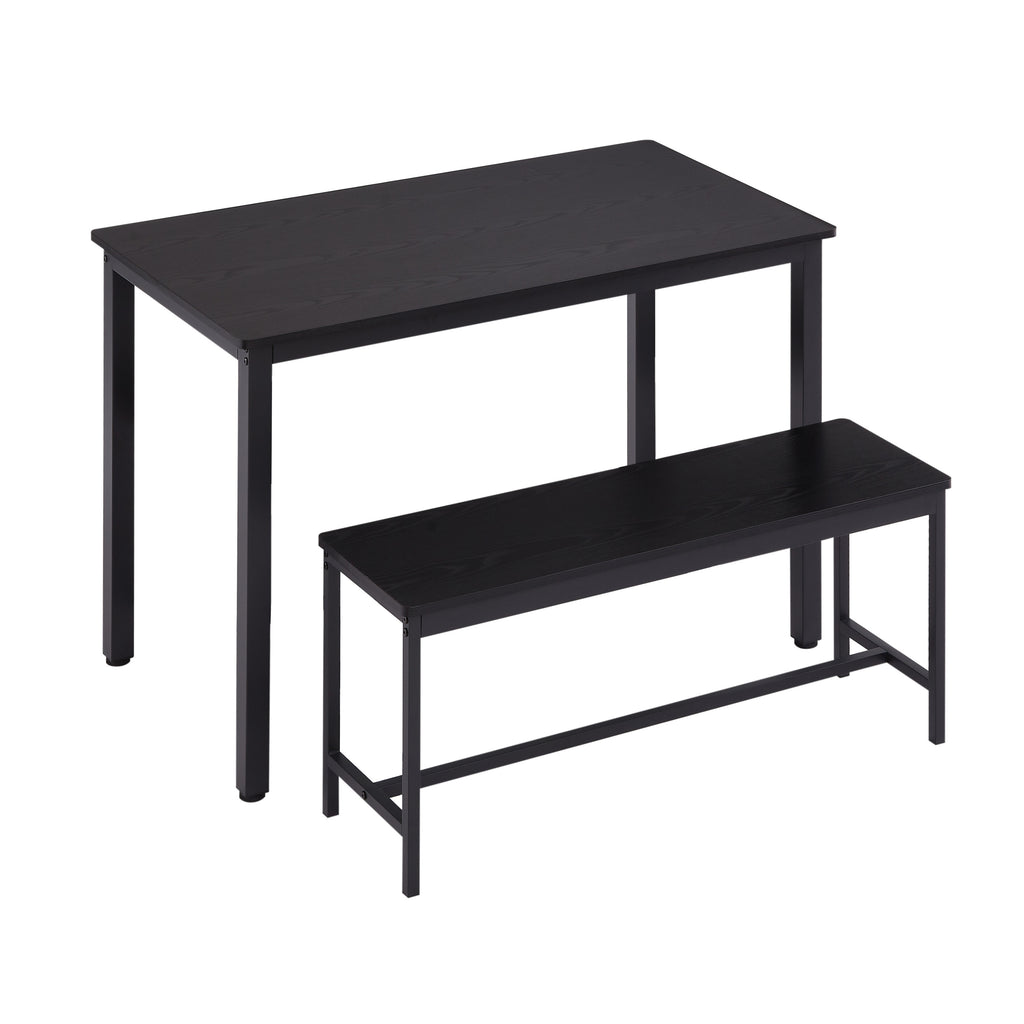 Dining Table Set, Bar Table with 2 Dining Benches, Kitchen Table Counter with Chairs, Industrial for Kitchen Breakfast Table, Living Room, Party Room, Black , 43.3″L x23.6″W x 29.9″H - Grand Goldman Shop