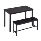 Dining Table Set, Bar Table with 2 Dining Benches, Kitchen Table Counter with Chairs, Industrial for Kitchen Breakfast Table, Living Room, Party Room, Black , 43.3″L x23.6″W x 29.9″H - Grand Goldman Shop
