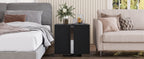 Modern End Table with Drawers, Elegant Nightstand with Metal Foot,Wood Bedside Table with Mirrored Metal Handles,Sofa Side End Table for Bedroom Living Room Office,Black - Grand Goldman Shop