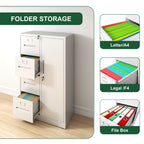 Metal Storage Vertical Filing Cabinet with Lock, 4 Drawers, 1 Door, White Steel Construction, School/Office Use - Grand Goldm