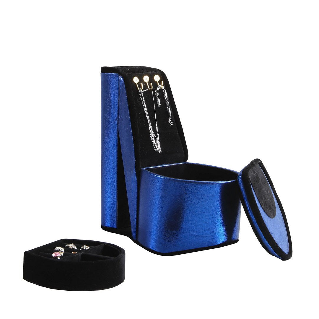 9' Tall Display Jewelry Box with Hooks, High Heel Shoe Design, Blue Velvet - Grand Goldman Shop