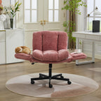 Modern Chenille Swivel Office Chair, Height Adjustable Task Chair with Convertible Multi-Position Armrests, Comfy Double Cush