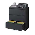 3 Drawer Lateral File Cabinet, 35.4 Inch Wide Metal Filing Cabinet, Locking Heavy Duty File Cabinet for Home Office, Anti-Tip