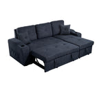 Right-facing sectional sofa with footrest, convertible corner sofa with armrest storage, living room and apartment sectional sofa, right chaise longue and  dark  grey - Grand Goldman Shop