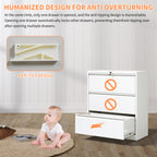 3 Drawer Lateral File Cabinet, 35.4 Inch Wide Metal Filing Cabinet, Locking Heavy Duty File Cabinet for Home Office, Anti-Tip