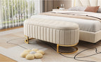 Elegant Upholstered Velvet Storage Ottoman with Button-Tufted,Storage Bench with Metal Legs for Bedroom,Living Room,Fully Assembled Except Legs,Beige - Grand Goldman Shop
