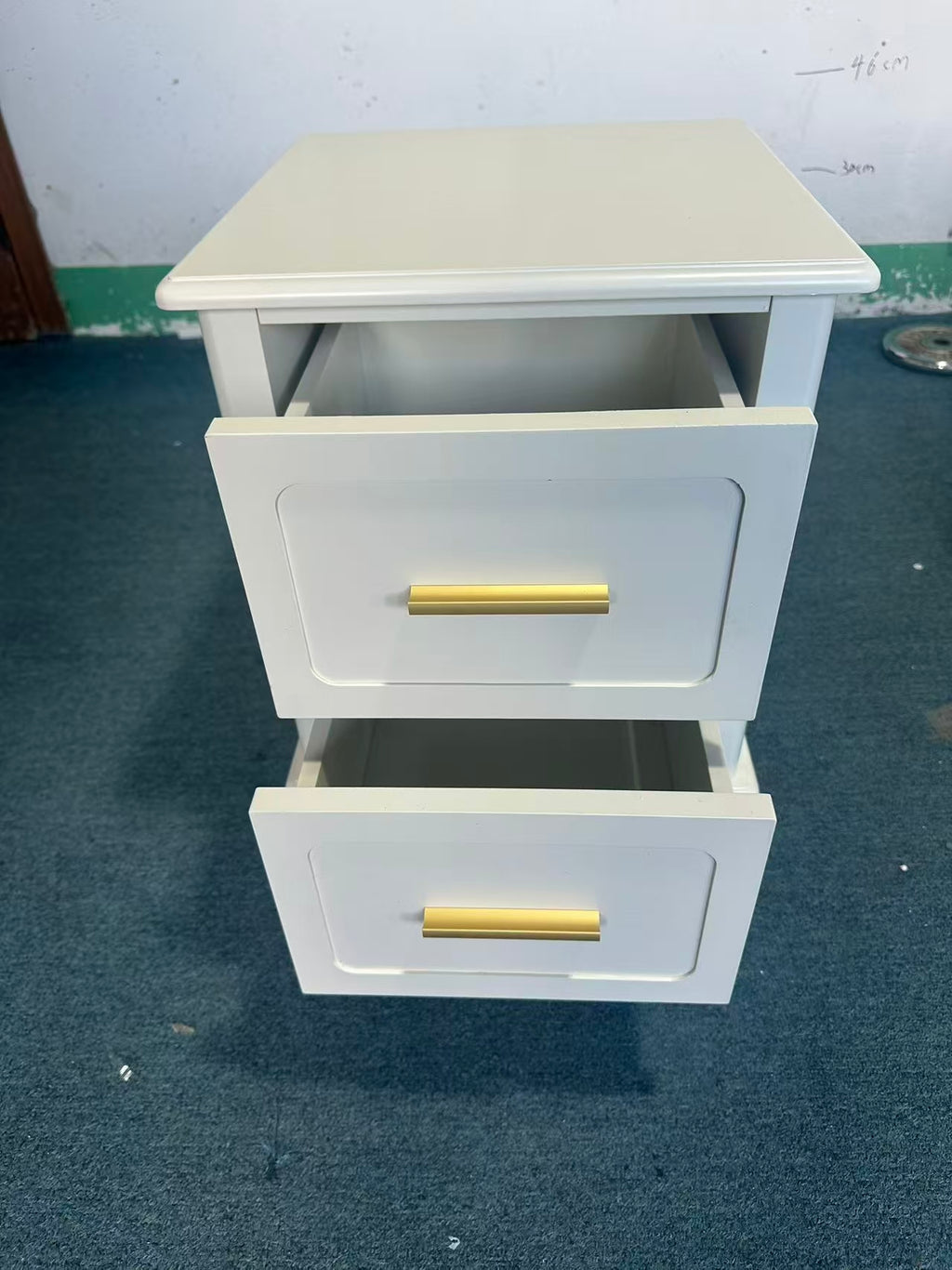 Modern  Nightstand with 2 Drawers, Bedroom Bedside Table with Gold Handles, Sturdy Wood Accent Table for Small Spaces, Living Room, Kids Room & Guest Room-Off White - Grand Goldman Shop