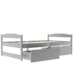 Gray Twin Size Platform Bed with Two Drawers, Pine Wood and MDF Construction - Grand Goldman Shop