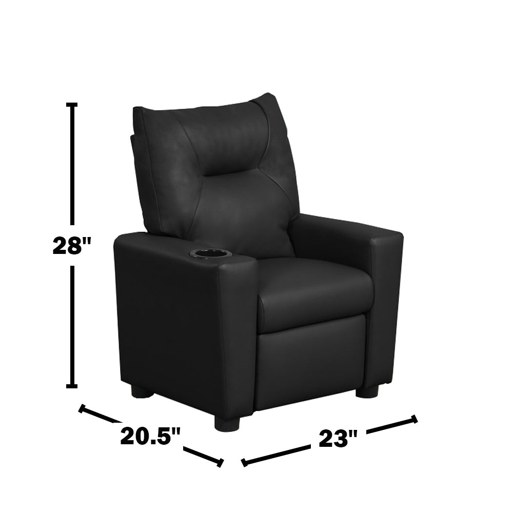 PVC Fabric Kids Recliner Chair with Cupholder, Black - Grand Goldman