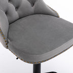 A&A Furniture,Swivel Velvet Barstools Adjusatble Seat Height from 25-33 Inch,17.7 inch base, Modern Upholstered Bar Stools with Backs Comfortable Tufted for Home Pub and Kitchen Island,Gray,Set of 2 - Grand Goldman Shop