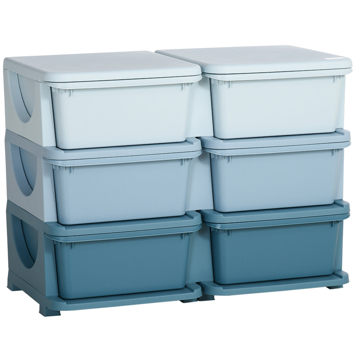 Qaba 3 Tier Kids Storage Unit, 6 Drawer Chest Toy Organizer Plastic Bins for Kids Bedroom Nursery Kindergarten Living Room fo