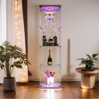 Lighted 4 Shelves Glass Cabinet Glass Display Cabinet with One Door, White - Grand Goldman Shop