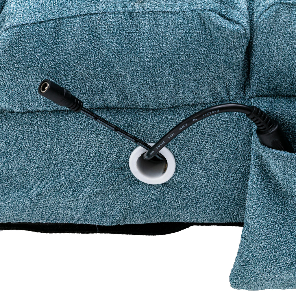 Ergonomic Linen Massage Chaise Lounge with Remote Control, 5 Modes, Blue, 21.65 x 58.27 x 34.25 inches - Grand Goldman Shop