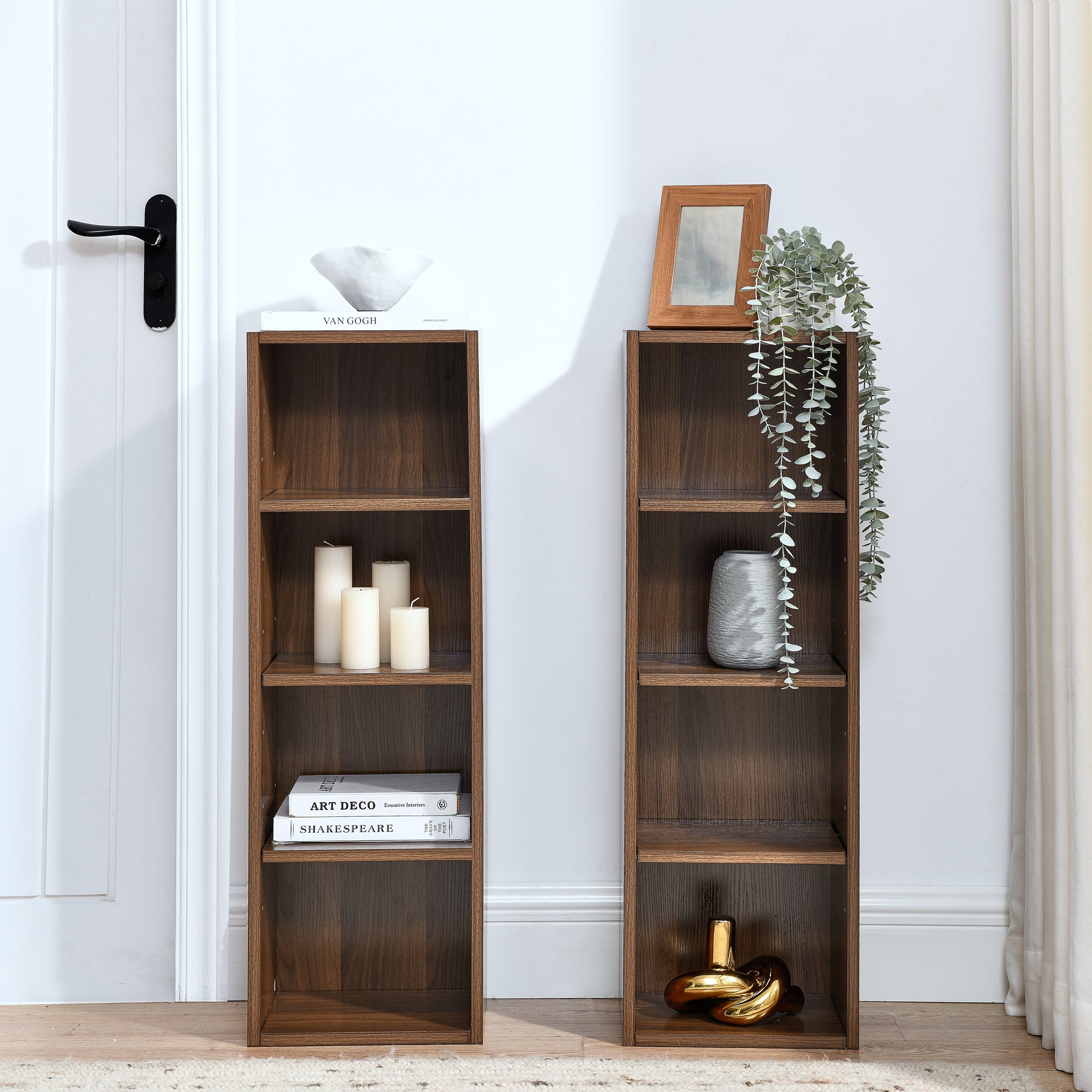 8-Tier Media Tower Rack, CD DVD Slim Storage Cabinet with Adjustable Shelves, Tall Narrow Bookcase Display Bookshelf for Home Office,Multi-functional double-decker bookcase - Grand Goldman Shop