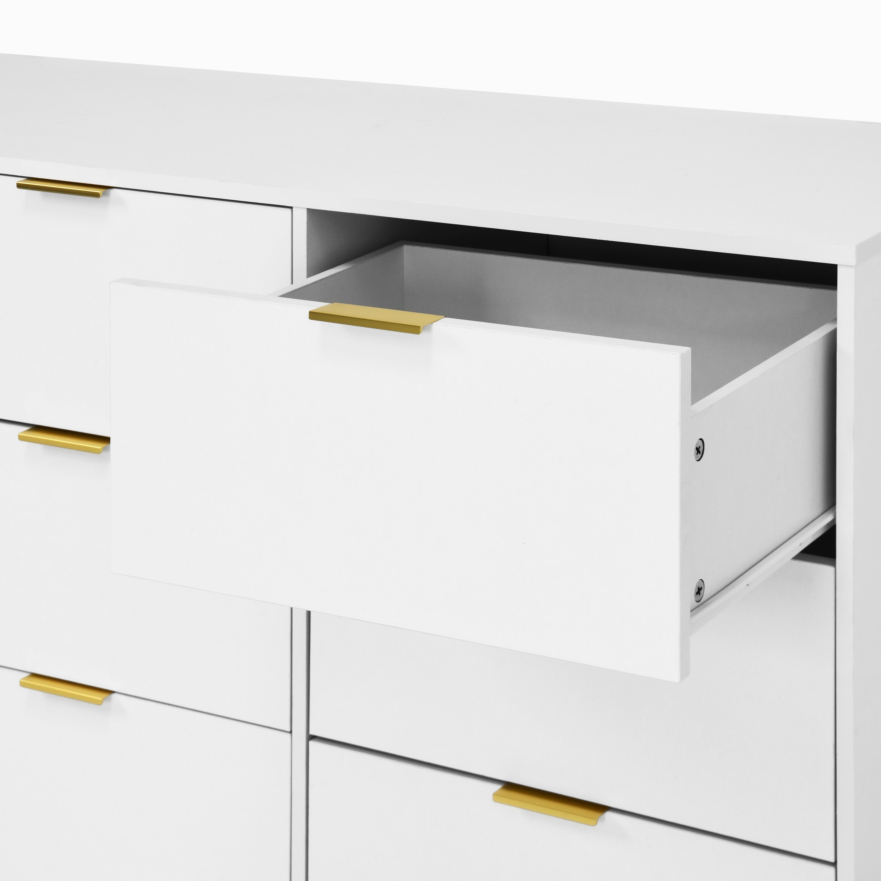 White 9 Drawer Dresser, 63' Large Deep Chest of Drawers, Wooden Dresser Storage Cabinet with 9 Drawers for Bedroom, Long Dressers for Living Room, Hallway - Grand Goldman Shop