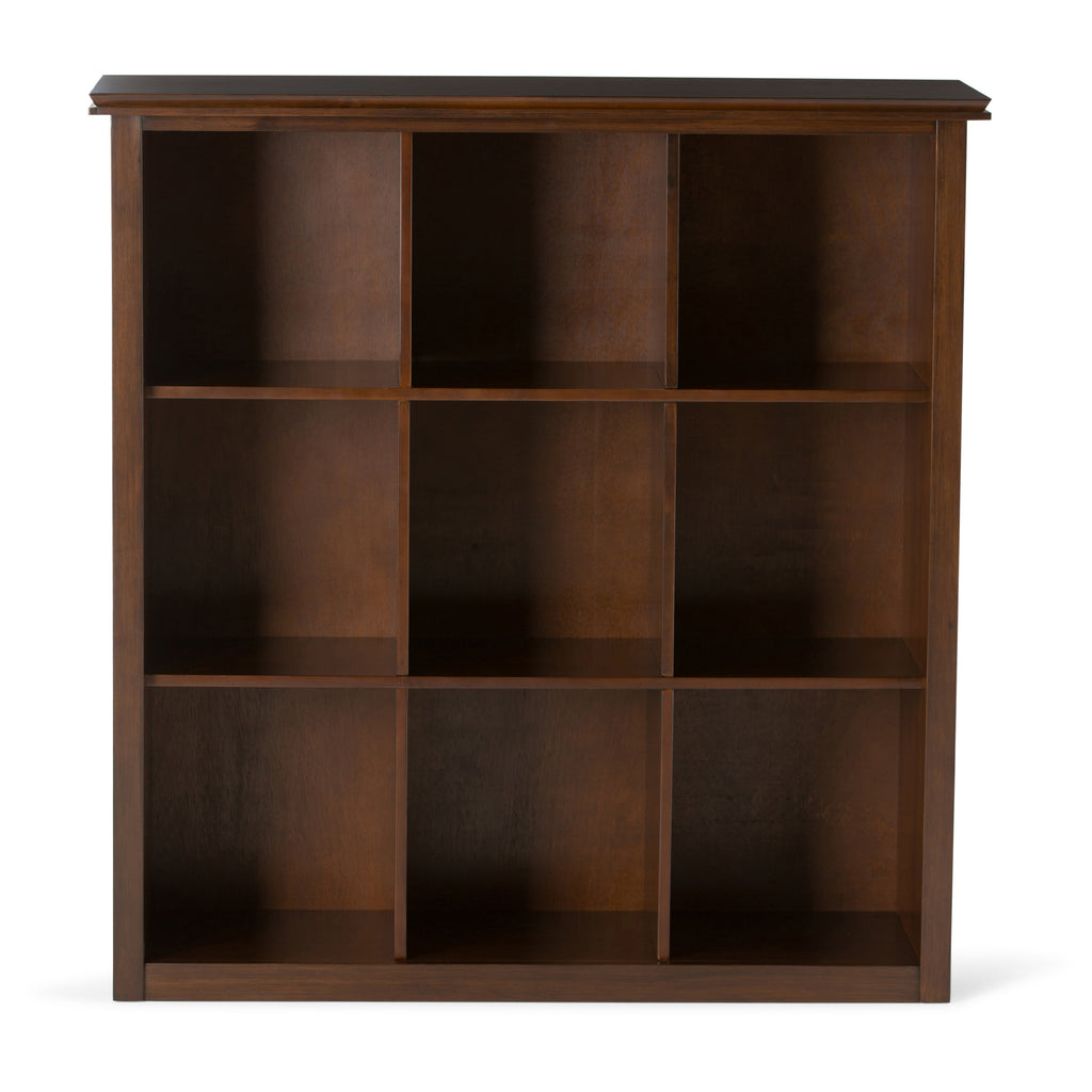 Artisan 9 Cube Bookcase and Storage Unit in Russet Brown, Solid Wood Transitional Style with Hand-Finished Glazed Finish | Pr