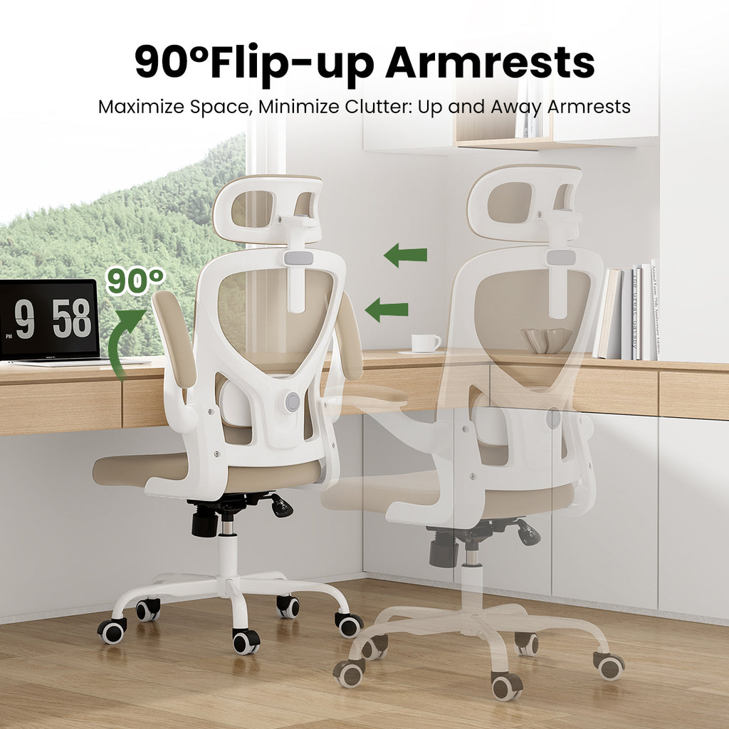 Ergonomic Office Chair, Home Office Desk Chair with Headrest, High Back Computer Chair with Armrests and Adjustable Lumbar Su