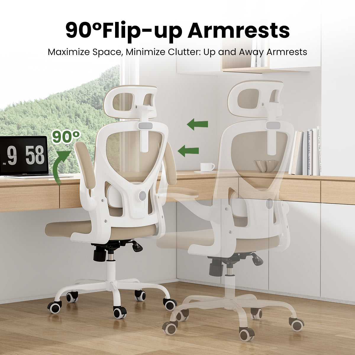 Ergonomic Office Chair, Home Office Desk Chair with Headrest, High Back Computer Chair with Armrests and Adjustable Lumbar Su