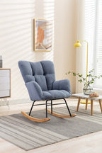 050-Teddy Fabric Rocking Gilder Nursery Chair For Living Room Indoor,Light Blue - Grand Goldman Shop