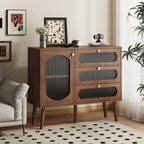 Accent Cabinet with 3 Drawers and Door, Wooden Storage Cabinet with Shelves, Sideboard for Living Room, Entryway, Natural - Grand Goldman Shop