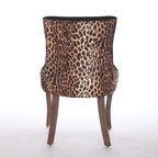 A&A Furniture,Ultra Side Dining Chair, Thickened fabric chairs with neutrally toned solid wood legs, Bronze nail head, Set of 2,Leopard Print - Grand Goldman Shop