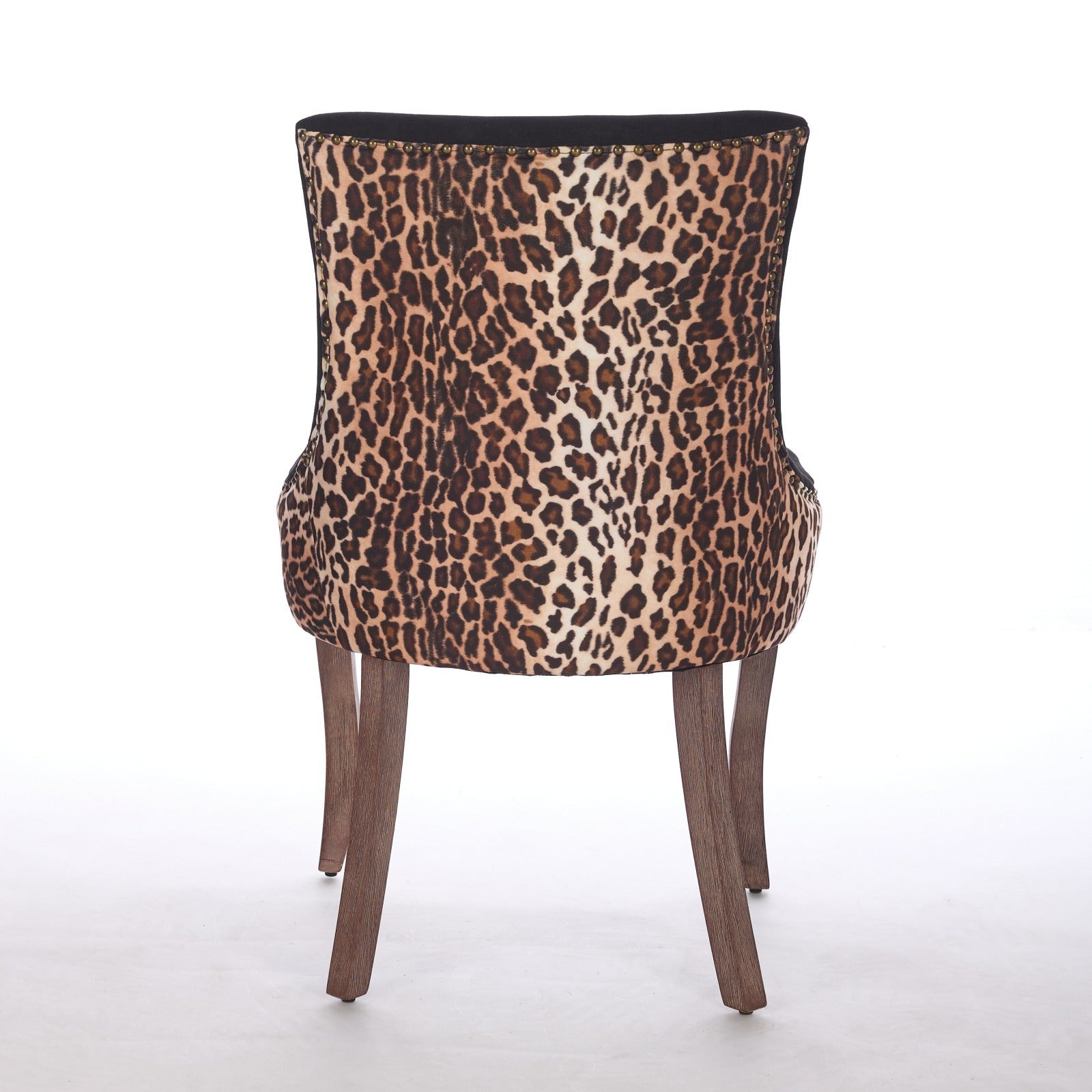 A&A Furniture,Ultra Side Dining Chair, Thickened fabric chairs with neutrally toned solid wood legs, Bronze nail head, Set of 2,Leopard Print - Grand Goldman Shop
