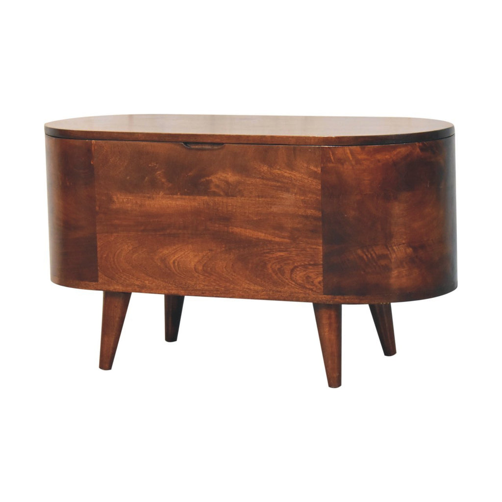 Solid Wood Curved California Walnut Blanket Box, Nordic Legs, Brown - Grand Goldman Shop