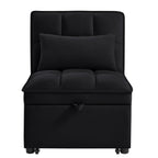 4 in1 Multi-Function Single Sofa Bed with Storage Pockets,Tufted Single Pull-out Sofa Bed with Adjustable Backrest and Pillows ,Convertible  Chaise Lounge,Black - Grand Goldman Shop