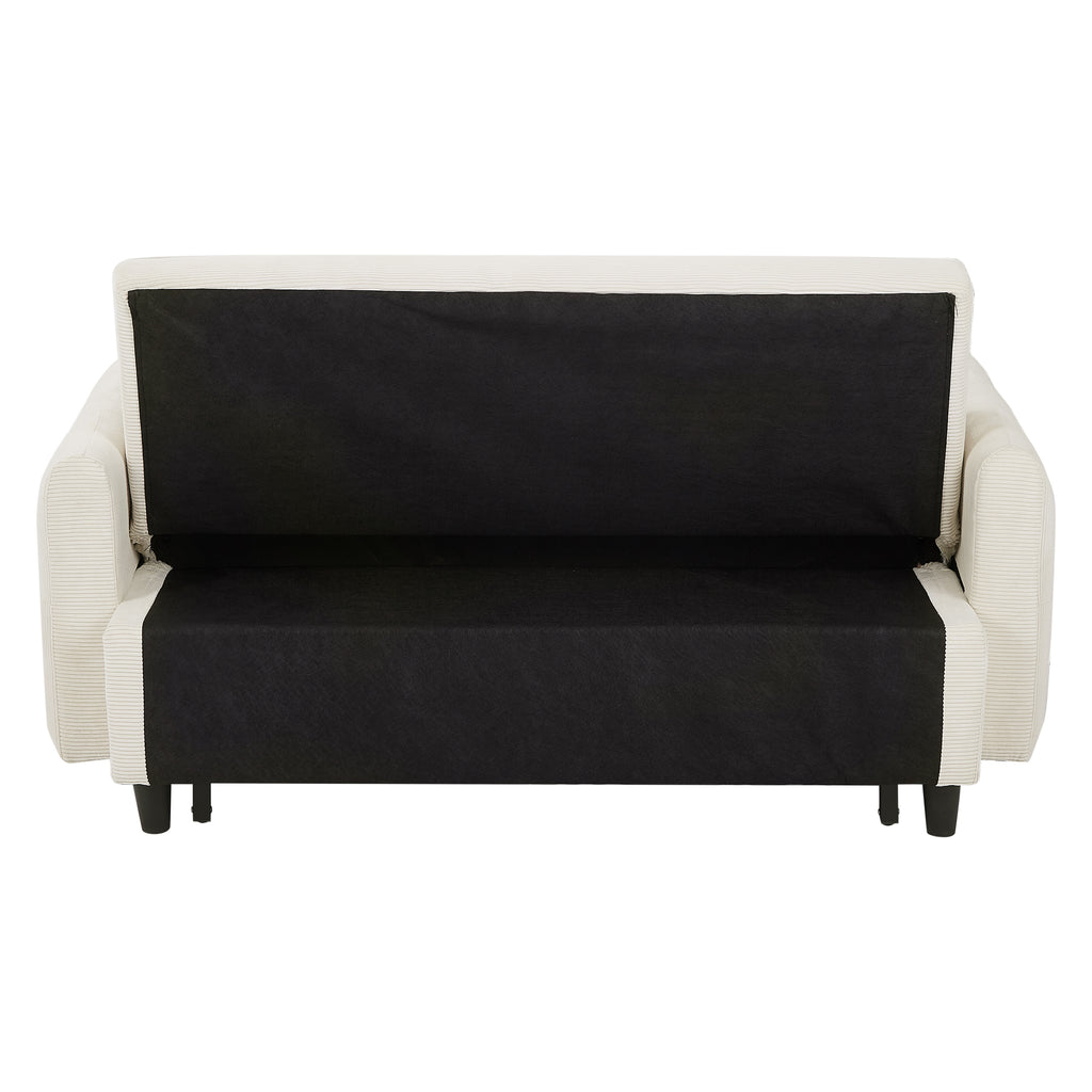 Modern Convertible Pull-out Sofa Bed with USB Ports and Pillows, Beige Corduroy, 57.48 inches - Grand Goldman Shop