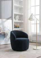 Teddy Fabric Swivel Accent Armchair Barrel Chair With Black Powder Coating Metal Ring,Dark Blue - Grand Goldman Shop