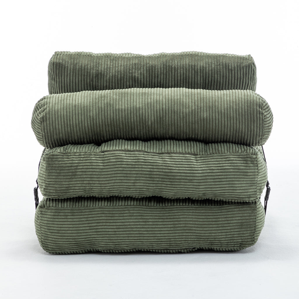 Folding Sofa Bed, Convertible Sleeper Chair with Pillow Foldable Mattress with Back Support, Portable Fold Out Chair Bed Comfy Floor Sofa Lounge for Living Room Bedroom, Green, Single - Grand Goldman Shop
