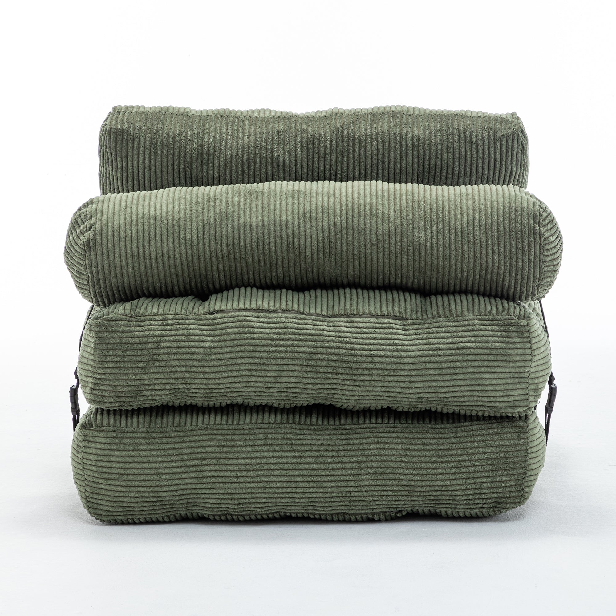 Folding Sofa Bed, Convertible Sleeper Chair with Pillow Foldable Mattress with Back Support, Portable Fold Out Chair Bed Comfy Floor Sofa Lounge for Living Room Bedroom, Green, Single - Grand Goldman Shop