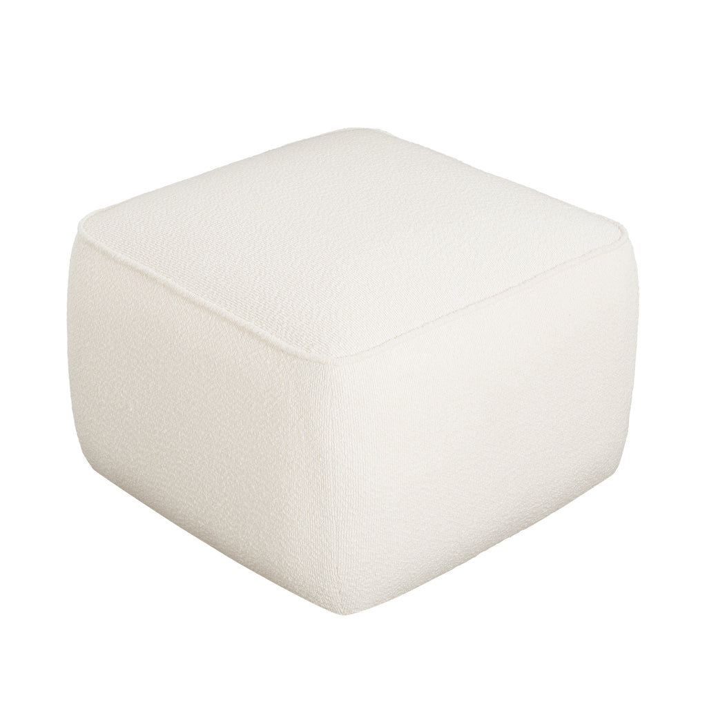 Upholstered Square Ottoman,White,Boucle - Grand Goldman Shop