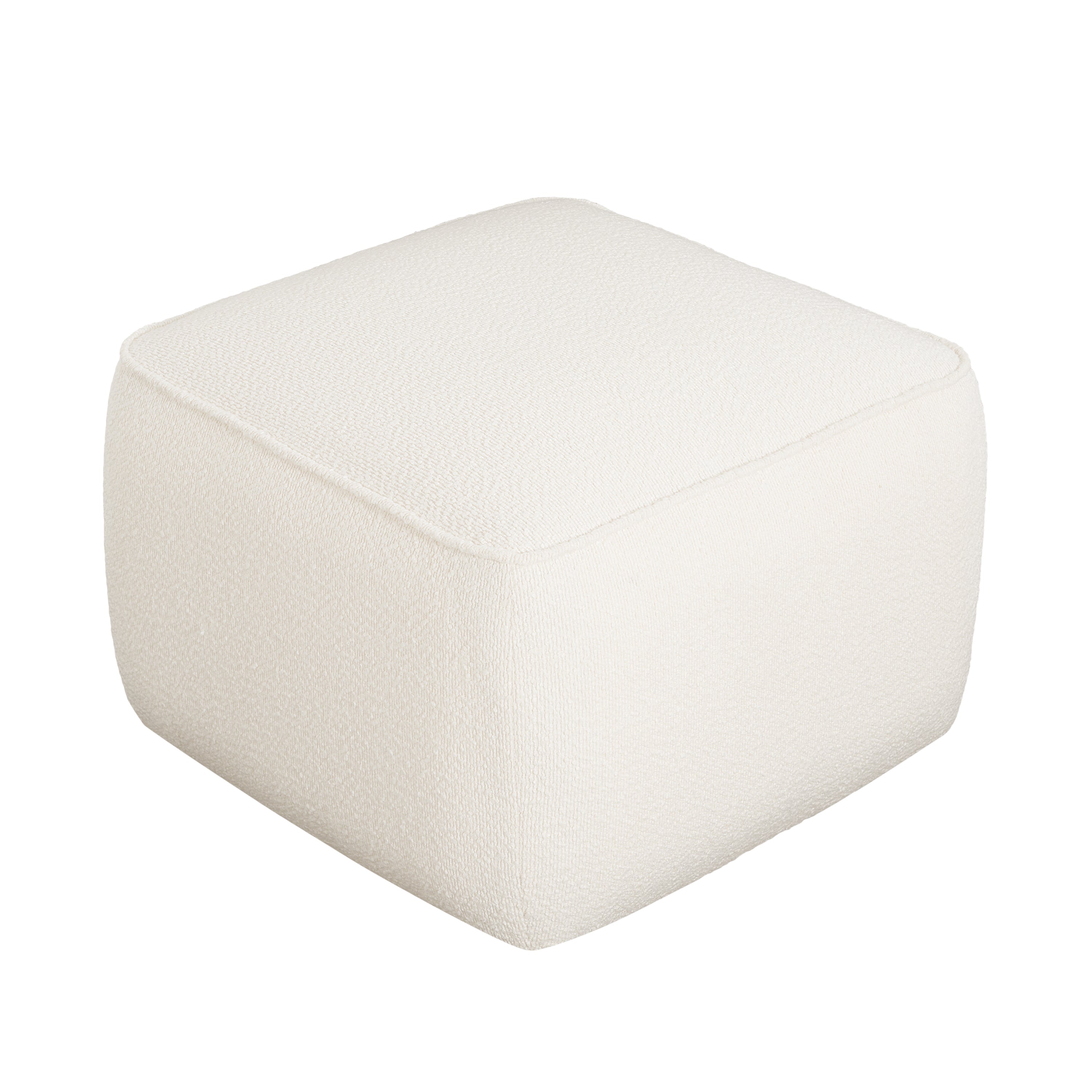 Upholstered Square Ottoman,White,Boucle - Grand Goldman Shop