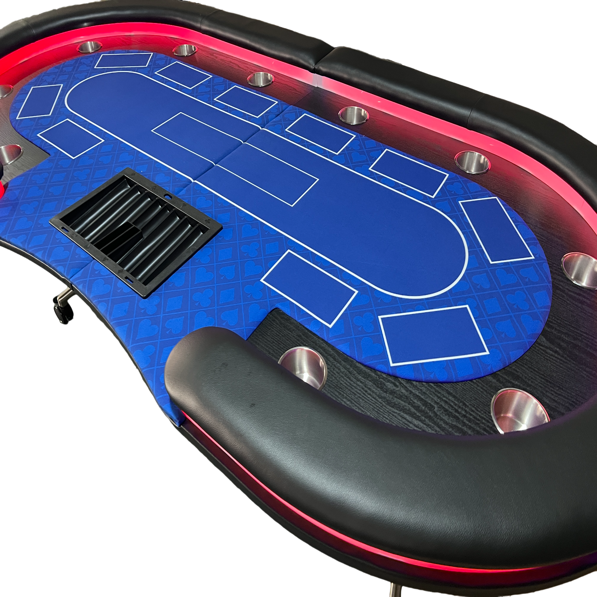 INO Design 94' Fodable Poker Table with Dealer Spot for 10 players, Blue - Grand Goldman