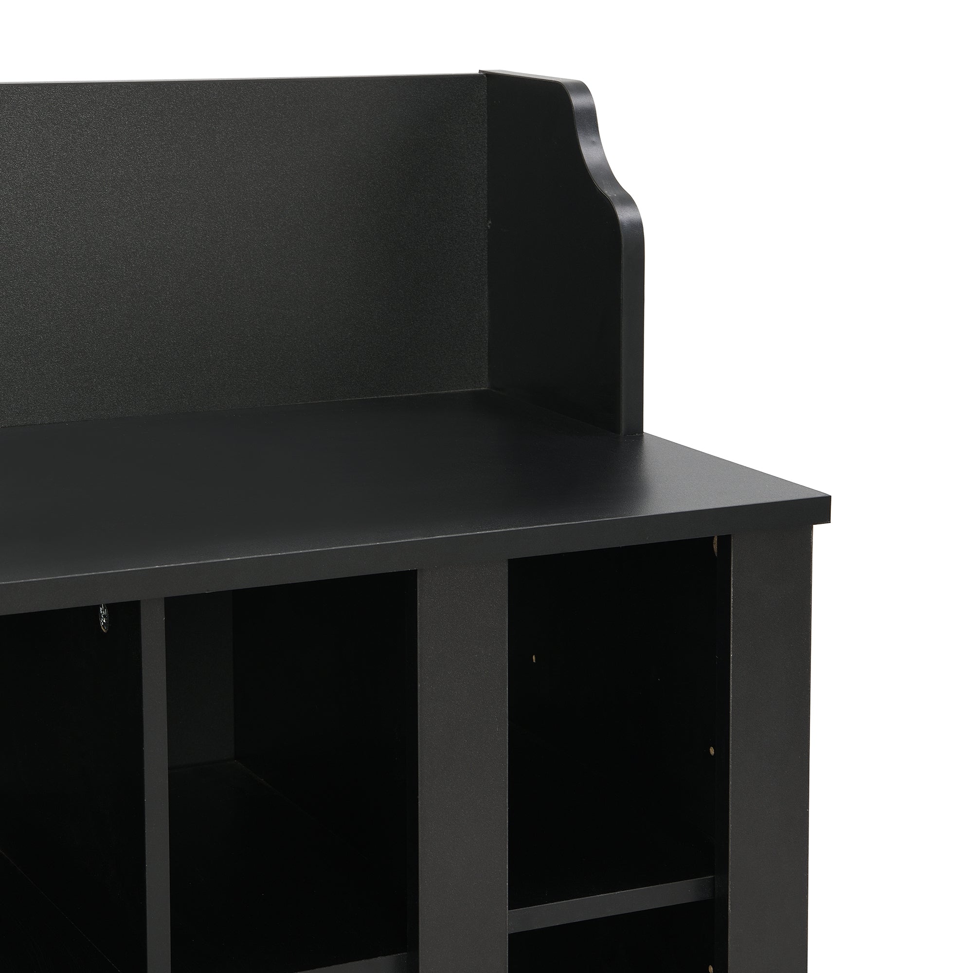 ON-TREND Shoe Storage Bench with Shelves and 4 Hooks, Elegant Hall Tree with Wall Mounted Coat Rack, Entryway Organizer For Hallway, Foyer, Mudroom, Black - Grand Goldman Shop
