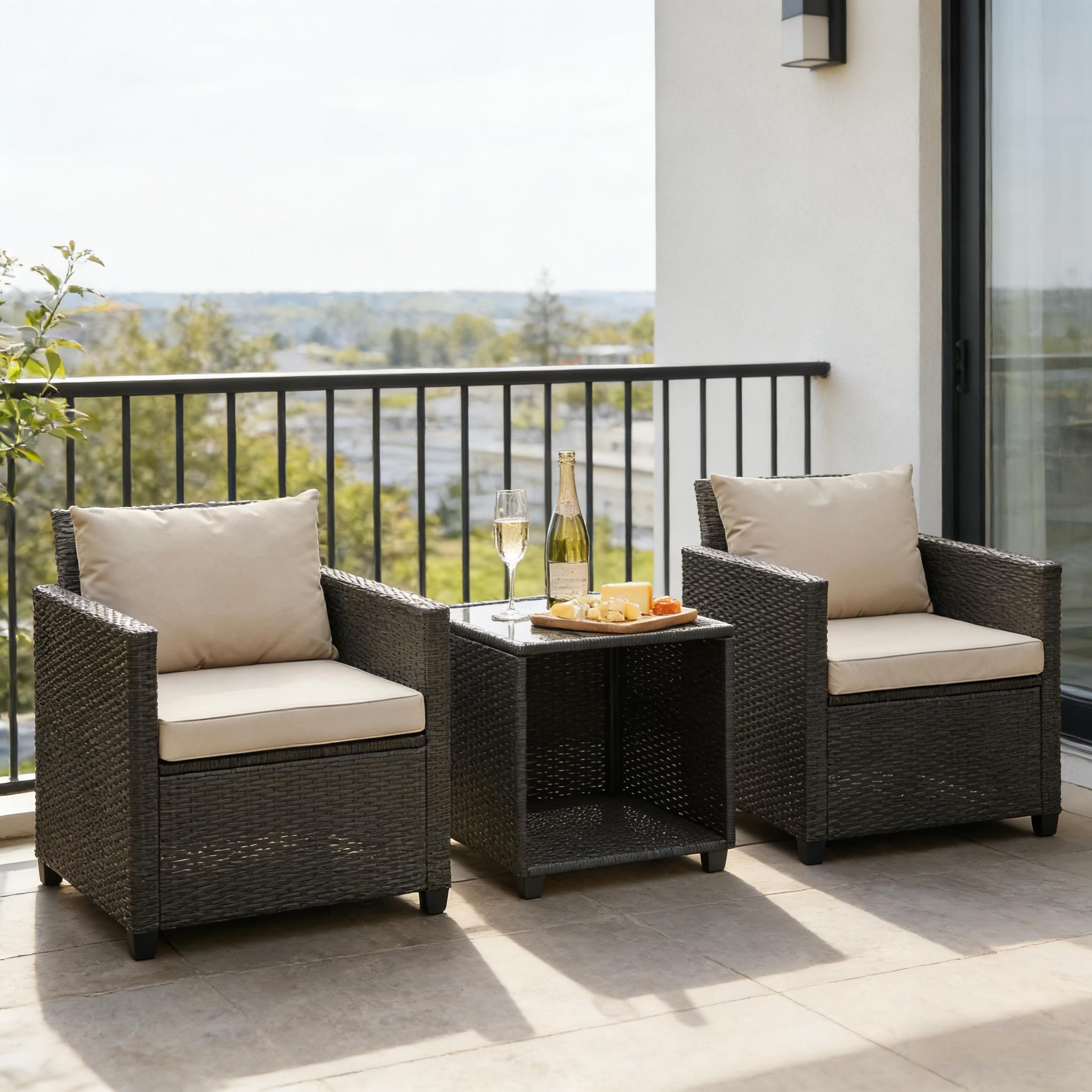 Garden Conversation Furniture Set,3 Piece Outdoor Bistro Set