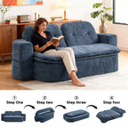 Modern Floor Sofa with 2 Pillows,Convertible Corduroy Fabric Foam-Filled Sleeper Sofa Bed, no assembly required,Convertible Sofa Cushion Unfolds into Quilt,Folding Mattress for Living Room,Playroom - Grand Goldman Shop