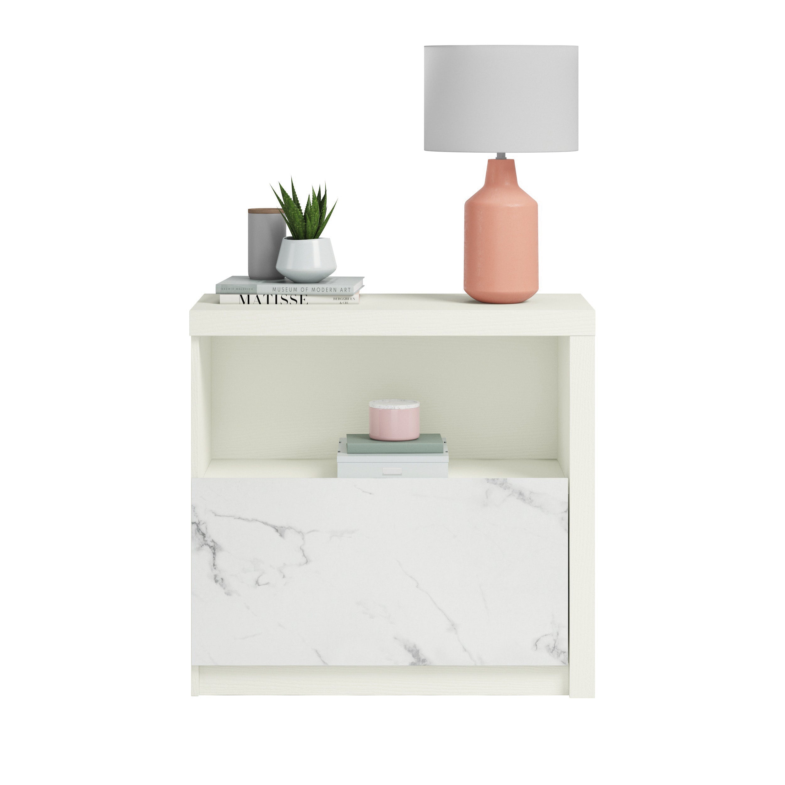 Lateral File with Cubbyhole Storage, White finish - Grand Goldman