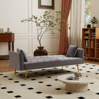 Modern convertible 72 inch foldable sleeper sofa with tufted, American retro style, made of gray velvet material, suitable for small living rooms, bedrooms and offices. gray color - Grand Goldman Shop