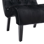 COOLMORE Modern Velvet Armless Accent Living Room Chair / Leisure Chair,Upholstered Fabric Button Comfortable Chair with Wooden Legs for Bedroom, Living Room, Office (Black Velvet) - Grand Goldman Shop