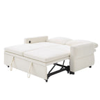 Convertible Sofa Bed 62.75' Loveseat with Adjustable Backrest and USB Ports in Beige Chenille Fabric - Grand Goldman Shop