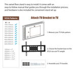 Wooden Storage TV Stand Black Tempered Glass Height Adjustable Universal Swivel Entertainment Center With Mount TV Stand, Rustic Browm - Grand Goldman Shop